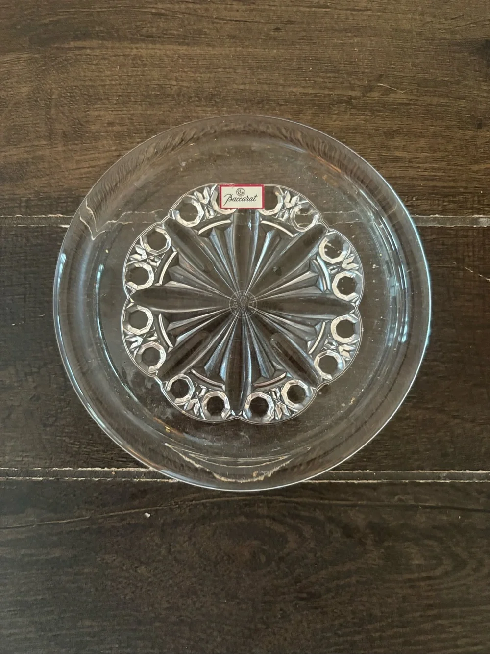 Baccarat Clear Crystal Wine Coaster with Starburst Cut
